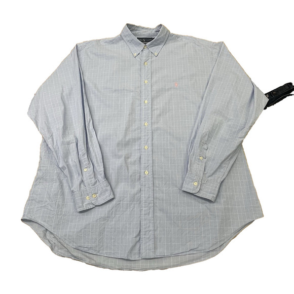 Vintage Ralph Lauren Yarmouth Shirt 17.5 36/37 Lightweight Blue Plaid Career - Picture 4 of 11